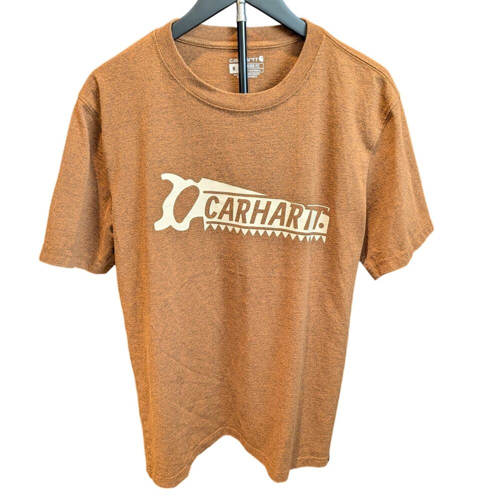 Carhartt Mens M Brown Saw Blade Graphic T Shirt Relaxed Fit Workwear
